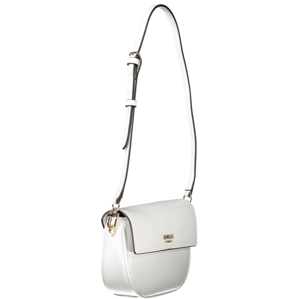 Guess Jeans White Polyethylene Women Handbag with adjustable shoulder strap and structured design.