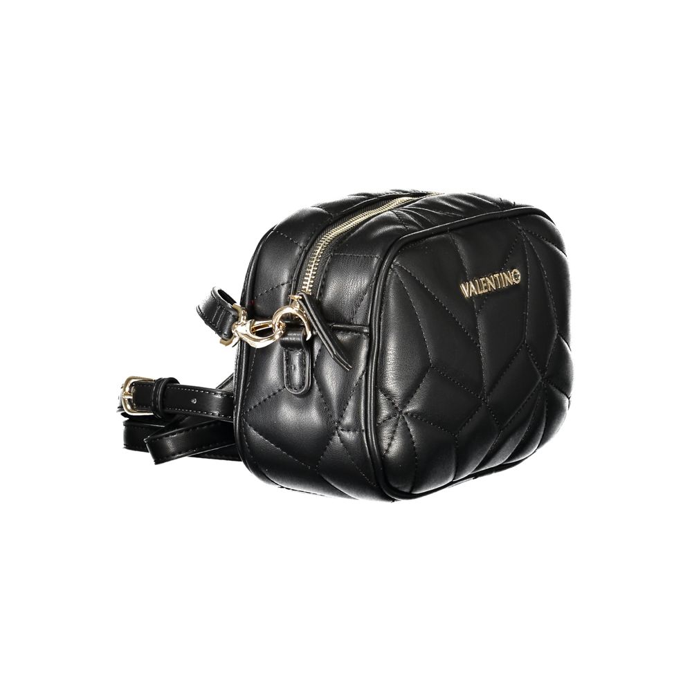 Mario Valentino Black Polyethylene Women Handbag with adjustable strap and quilted design