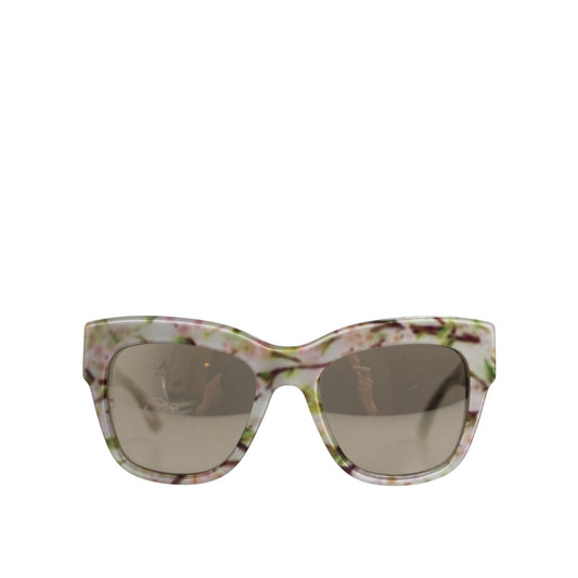 Dolce & Gabbana White DG4231F Floral Acetate Rectangle Shades Sunglasses