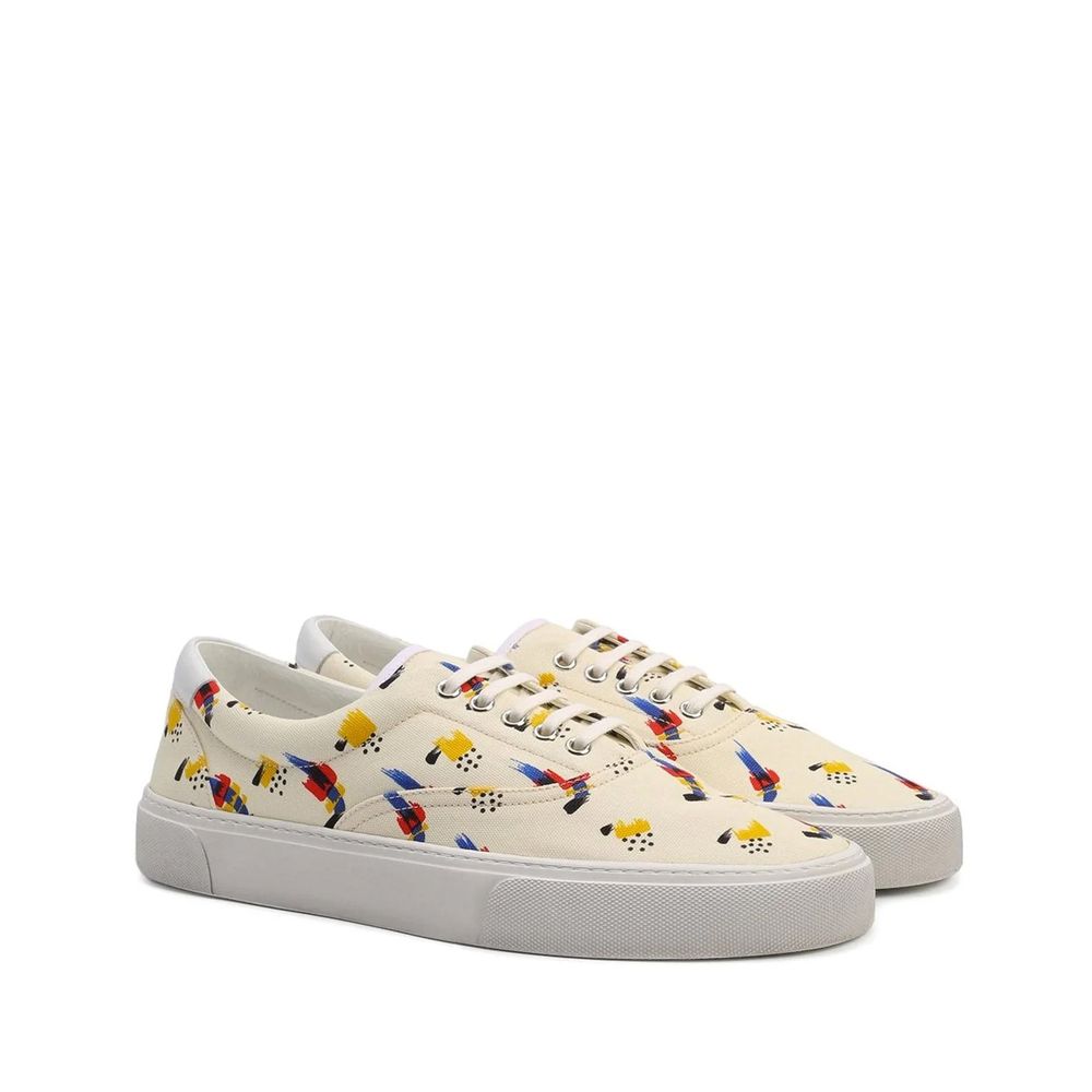 Saint Laurent White Canvas Low Top Sneakers