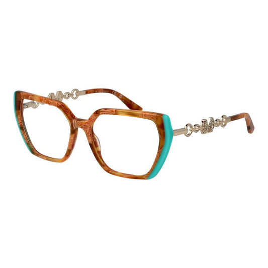 Marciano by Guess Brown Women Glasses Frame, full-rim trapezium style, acetate material with demo plastic lenses, frame color brown with branded case.