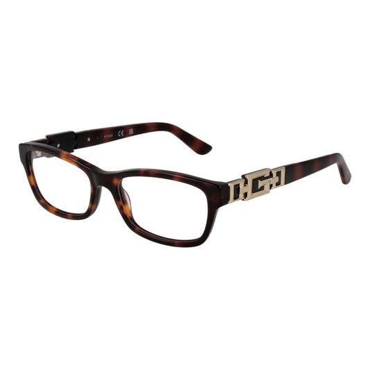 Guess Brown Women Glasses Frame in acetate, rectangle full-rim style, branded case included, size 51-16-145.