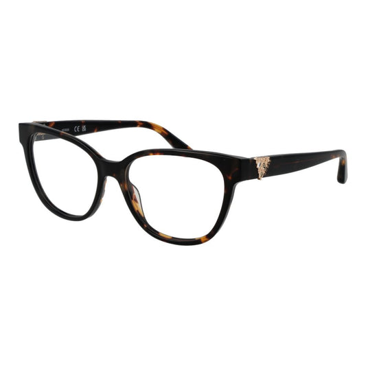 Guess Brown Women Glasses Frame with full-rim acetate design and spring hinge, featuring demo lenses, ideal for women's fashion.