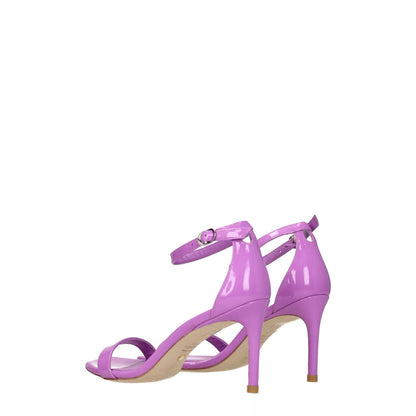 Stuart Weitzman Purple Leather Stiletto Heel Sandals