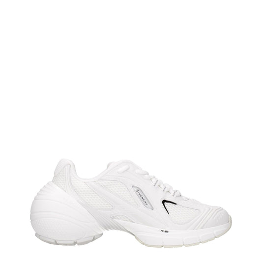 Givenchy White Fabric Athletic Sneakers with logo, lace-up closure, and rubber sole, showcasing casual style and 6.5 cm mid heels.