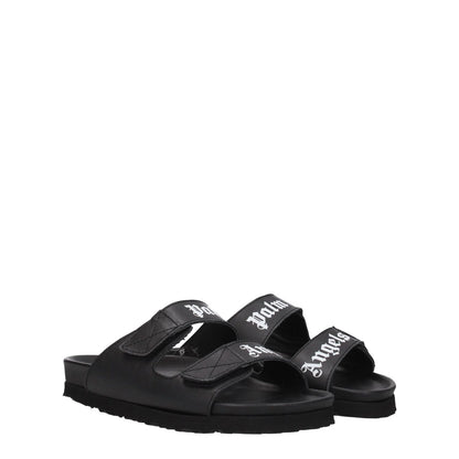 Palm Angels Black Leather Sandals