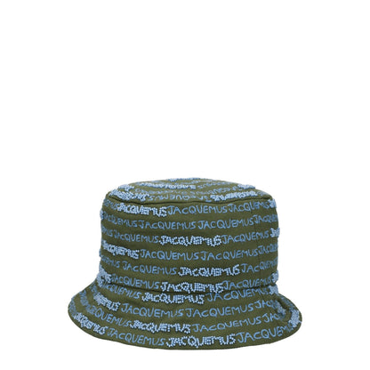 Jacquemus Green Cotton Bucket Hat with logo and beaded embellishment, casual style in khaki green. Product code: F78006, MPN: 235AC4515012560.
