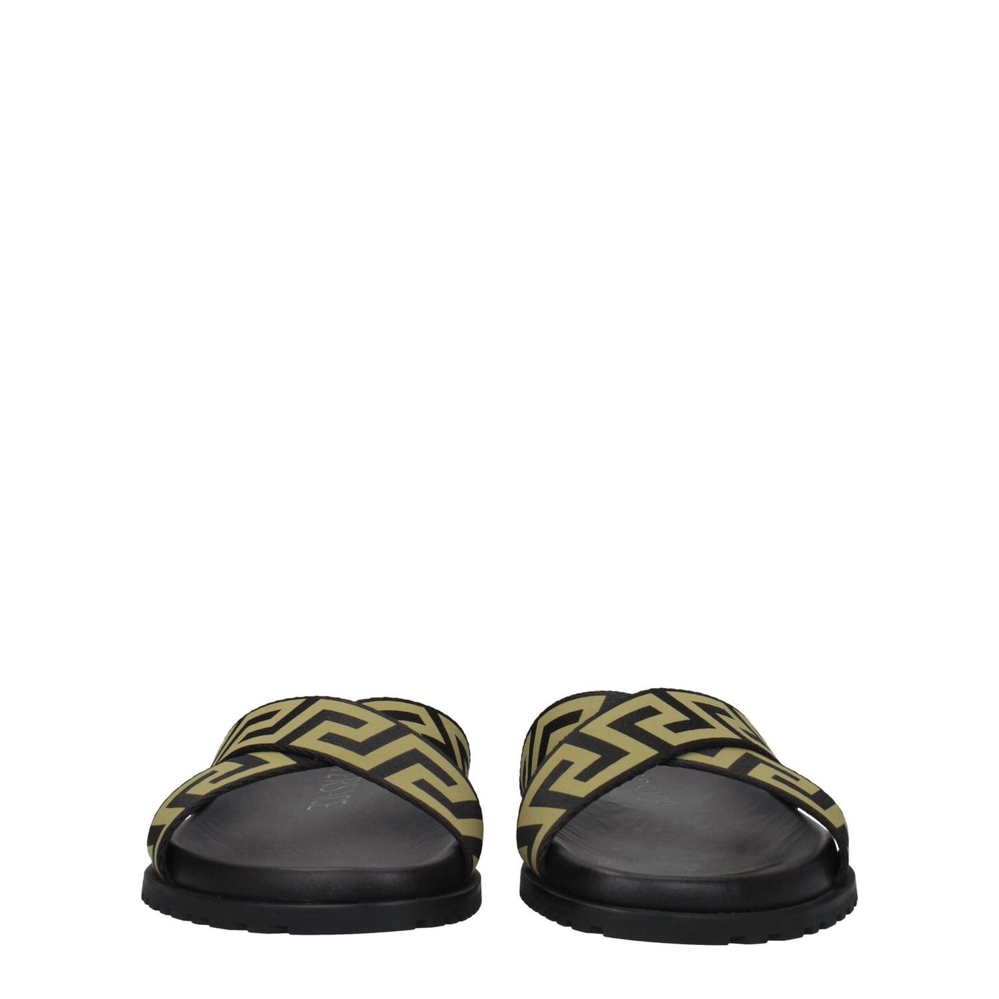 Versace Black Fabric Slippers