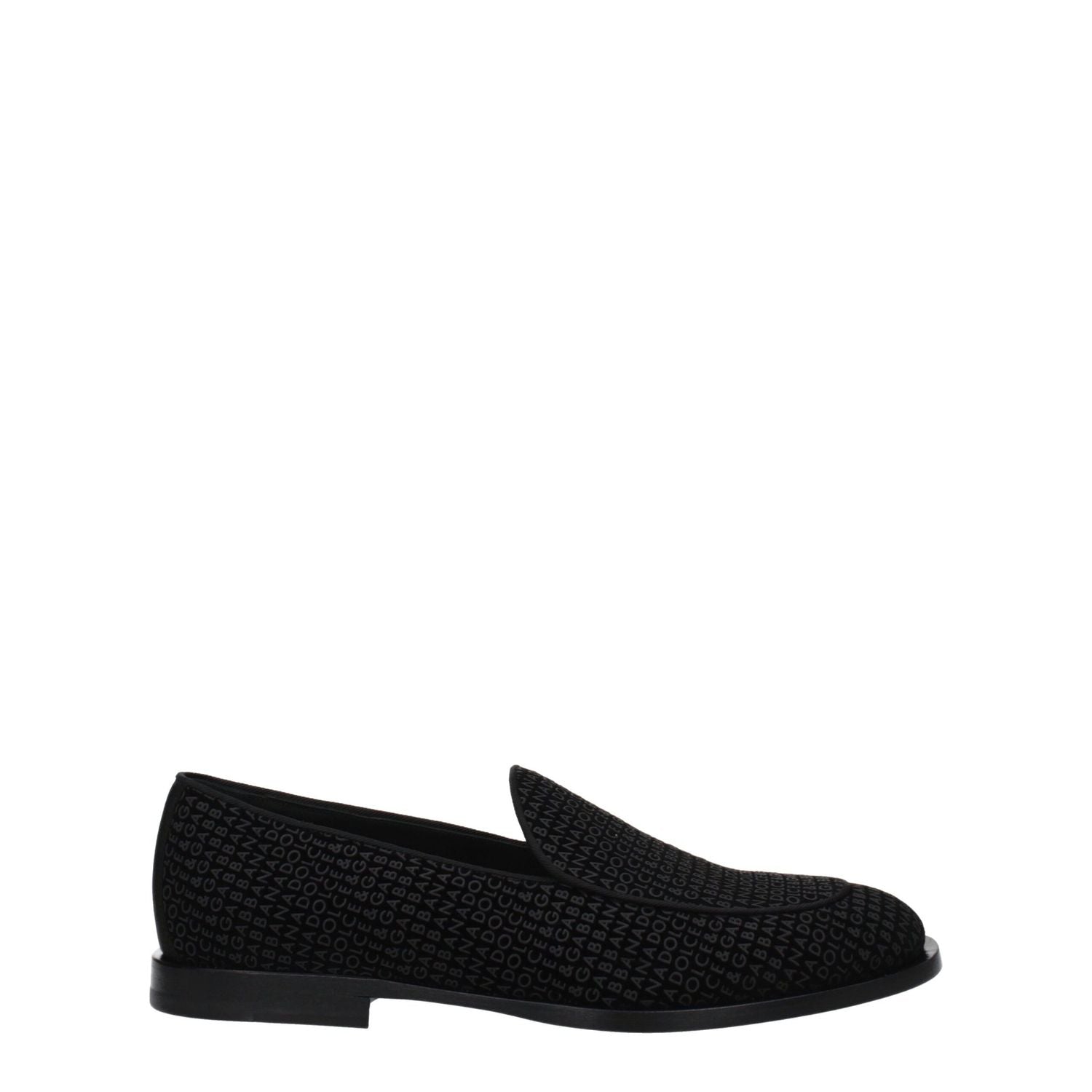 Dolce & Gabbana Black Velvet Slip-On Loafers
