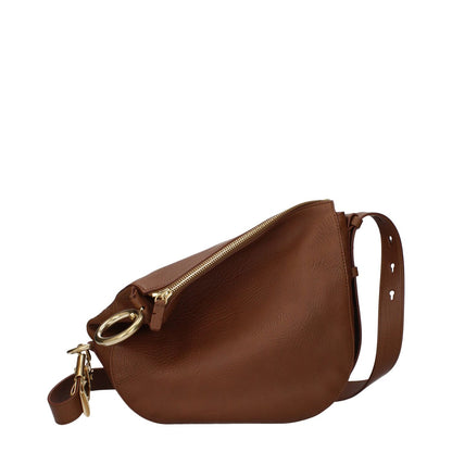 Burberry Brown Leather Crossbody Bag with adjustable removable shoulder strap and zip closure, medium size, casual style.