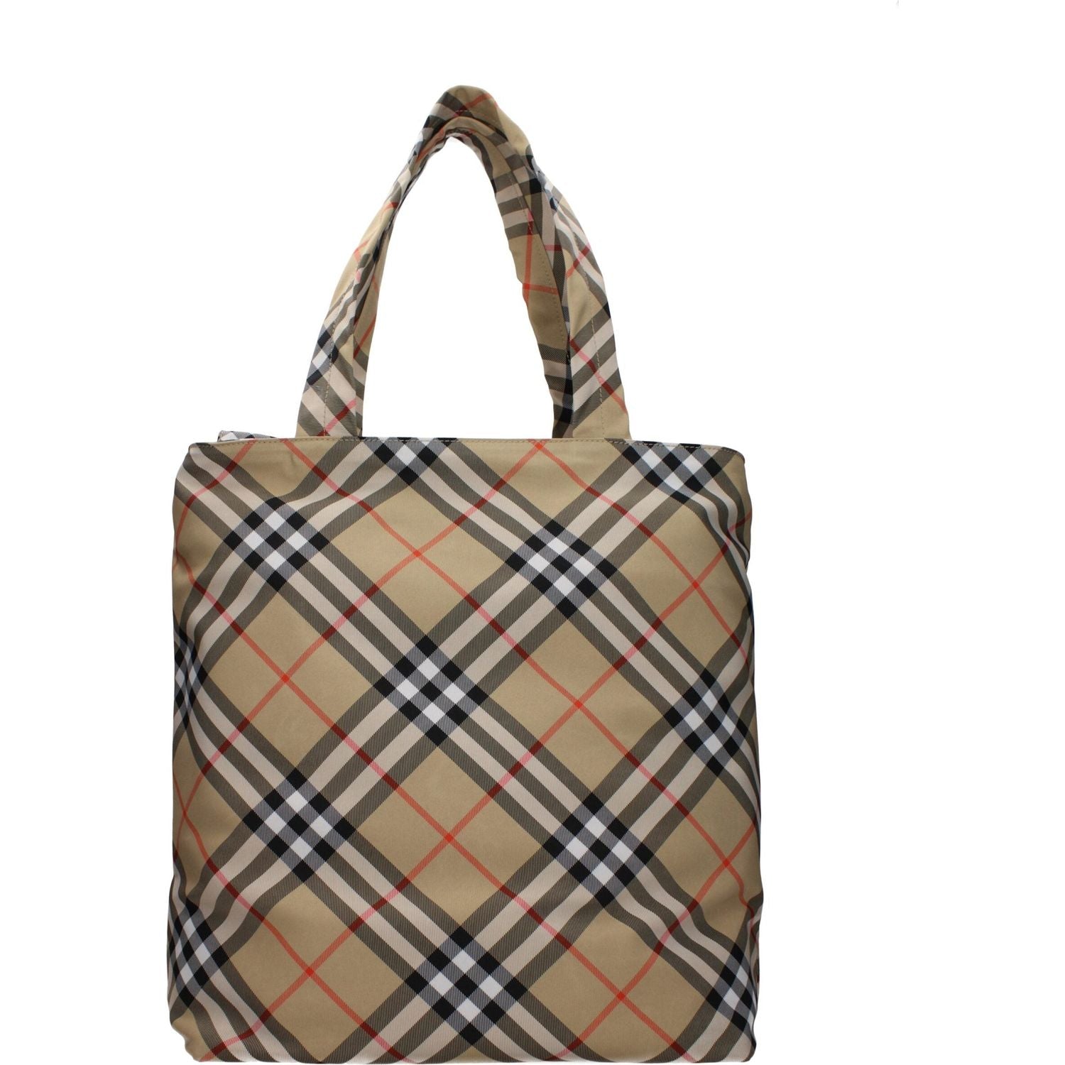 Front view with bag zipped and handles upright.