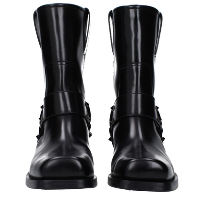 Valentino Garavani Black Leather Ankle Boots