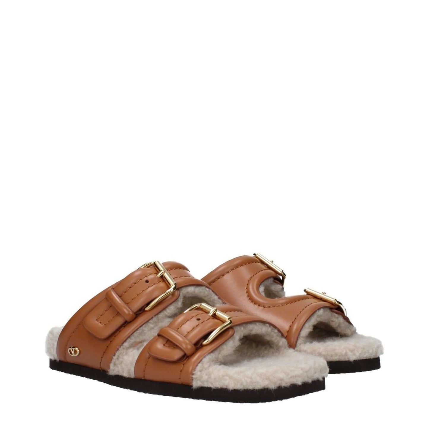 Valentino Garavani Brown Leather Slippers