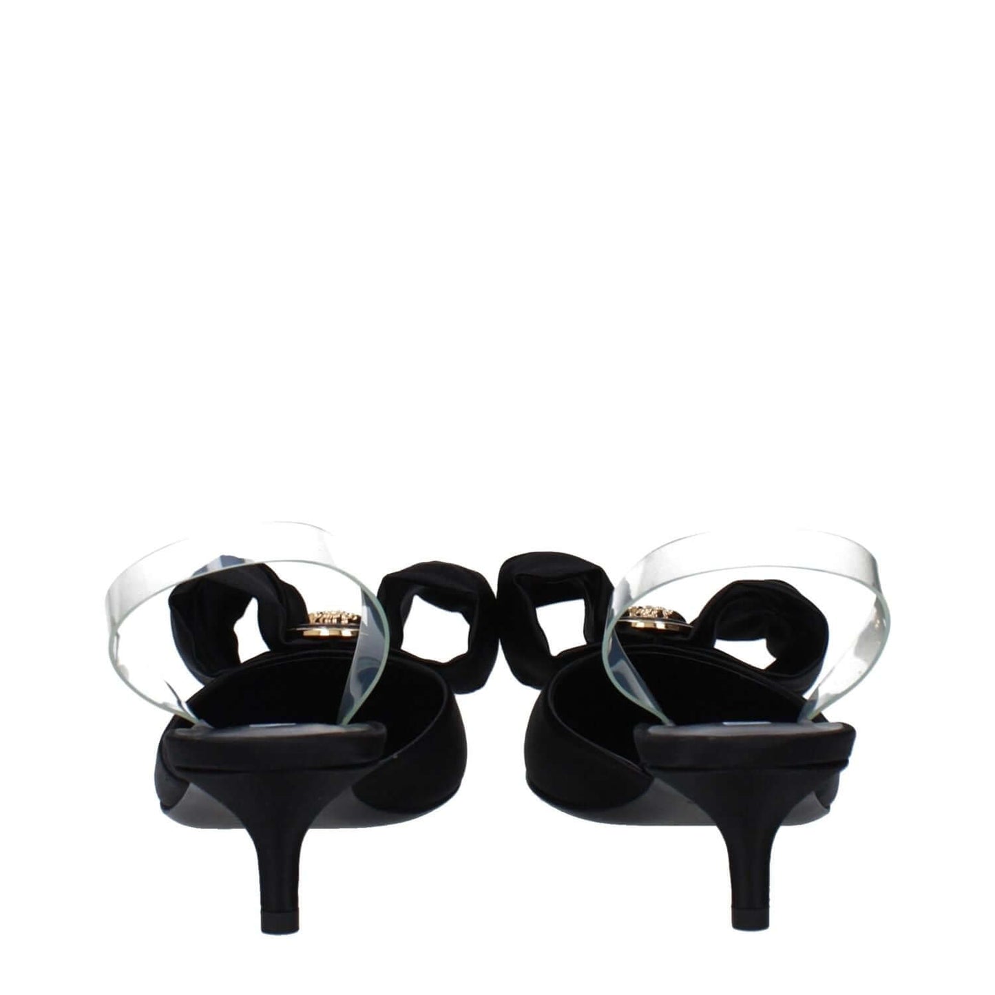 Versace Black Satin Flat Sandals