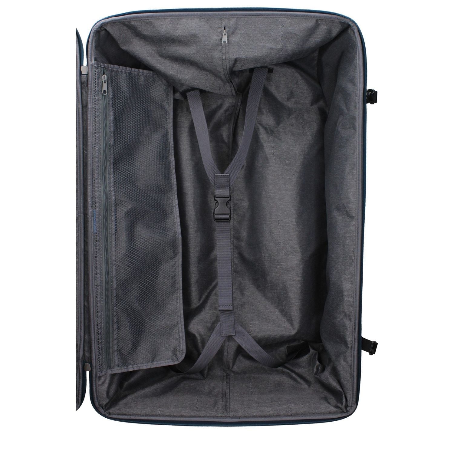 Front view with bag zipped and handles upright.