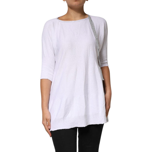 PINK MEMORIES White Cotton Short Sleeves Round Neck Blouse Top TSH90639-40