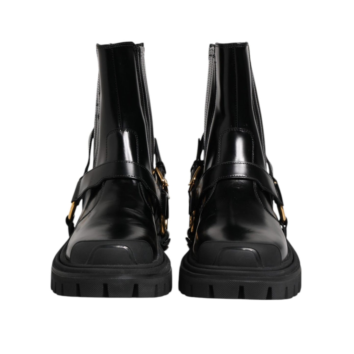 Dolce & Gabbana Black Leather Chelsea Men Short Boots Shoes
