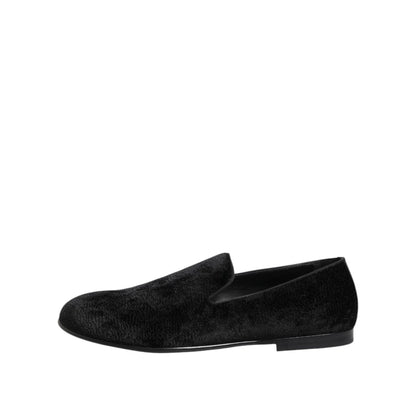 Dolce & Gabbana Black Jacquard Loafers Formal Men Dress Shoes