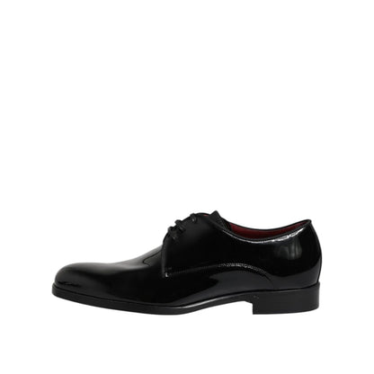 Dolce & Gabbana Black Leather Lace Up Men Derby Formal Shoes