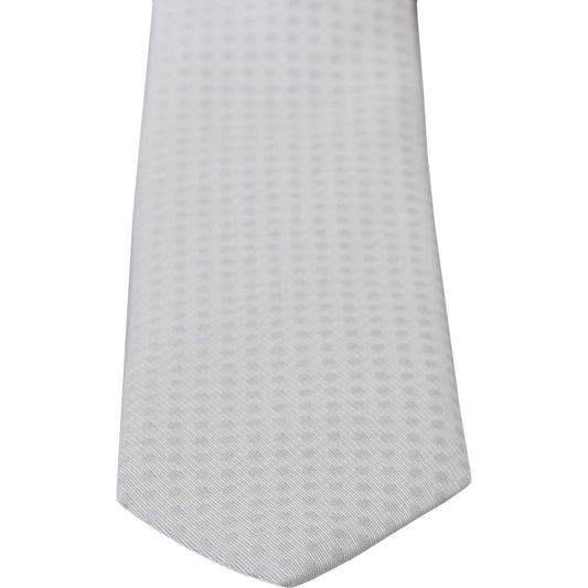 Dolce & Gabbana White Patterned Classic Mens Slim Necktie Tie KRA717