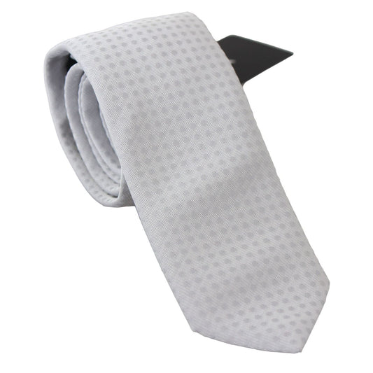 Dolce & Gabbana White Patterned Classic Mens Slim Necktie Tie KRA717