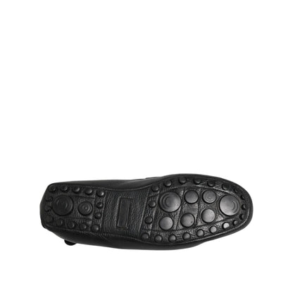 Dolce & Gabbana Black Leather Slip On Mocassin Loafer Shoes