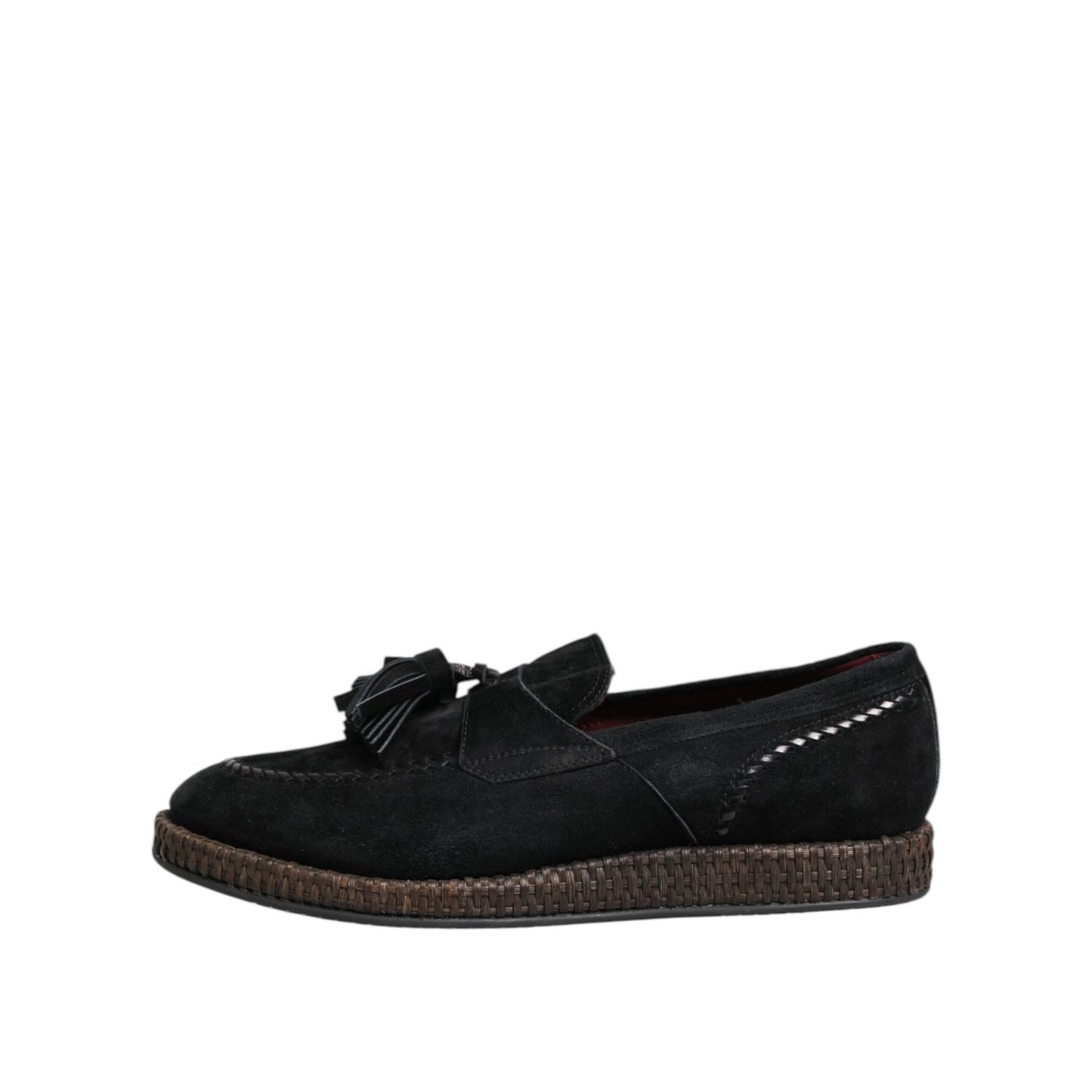 Dolce & Gabbana Black Suede Tassel Embellished Loafers Shoes