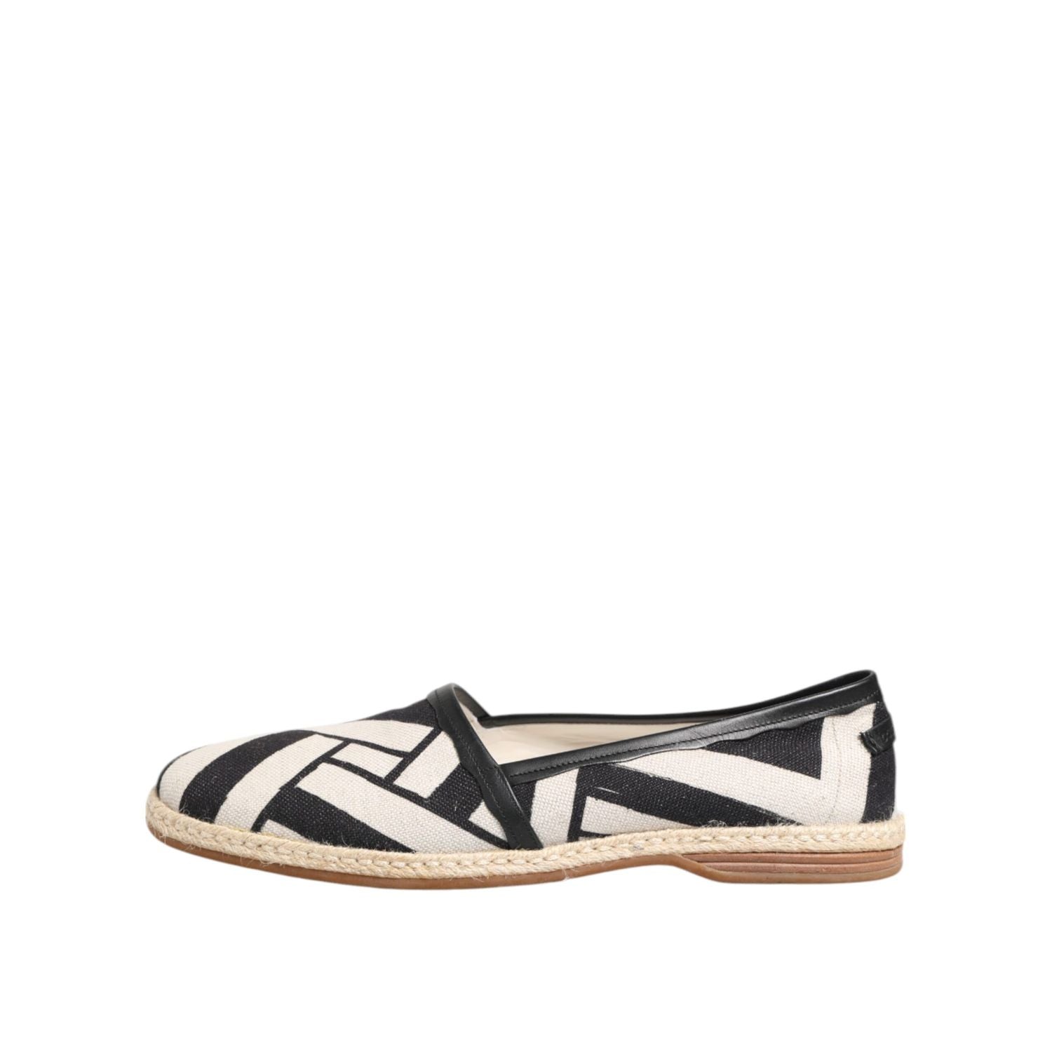 Dolce & Gabbana Black White Stripes Flat Espadrille Shoes