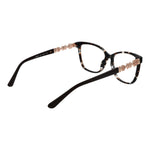 Guess Brown Women Glasses Frame with acetate full-rim design, demo lenses, and temple embellishments. Stylish eyewear with branded case included.