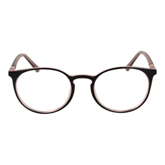Guess Black Unisex Glasses Frame, full-rim, round stainless steel design with demo lenses and branded case included.