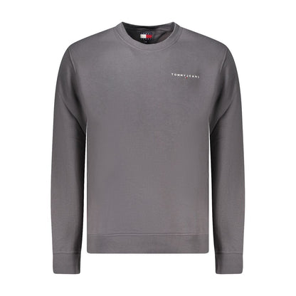 Tommy Hilfiger Gray Cotton Men Sweater with embroidered logo, highlighting comfort and sustainable design in stylish casualwear.