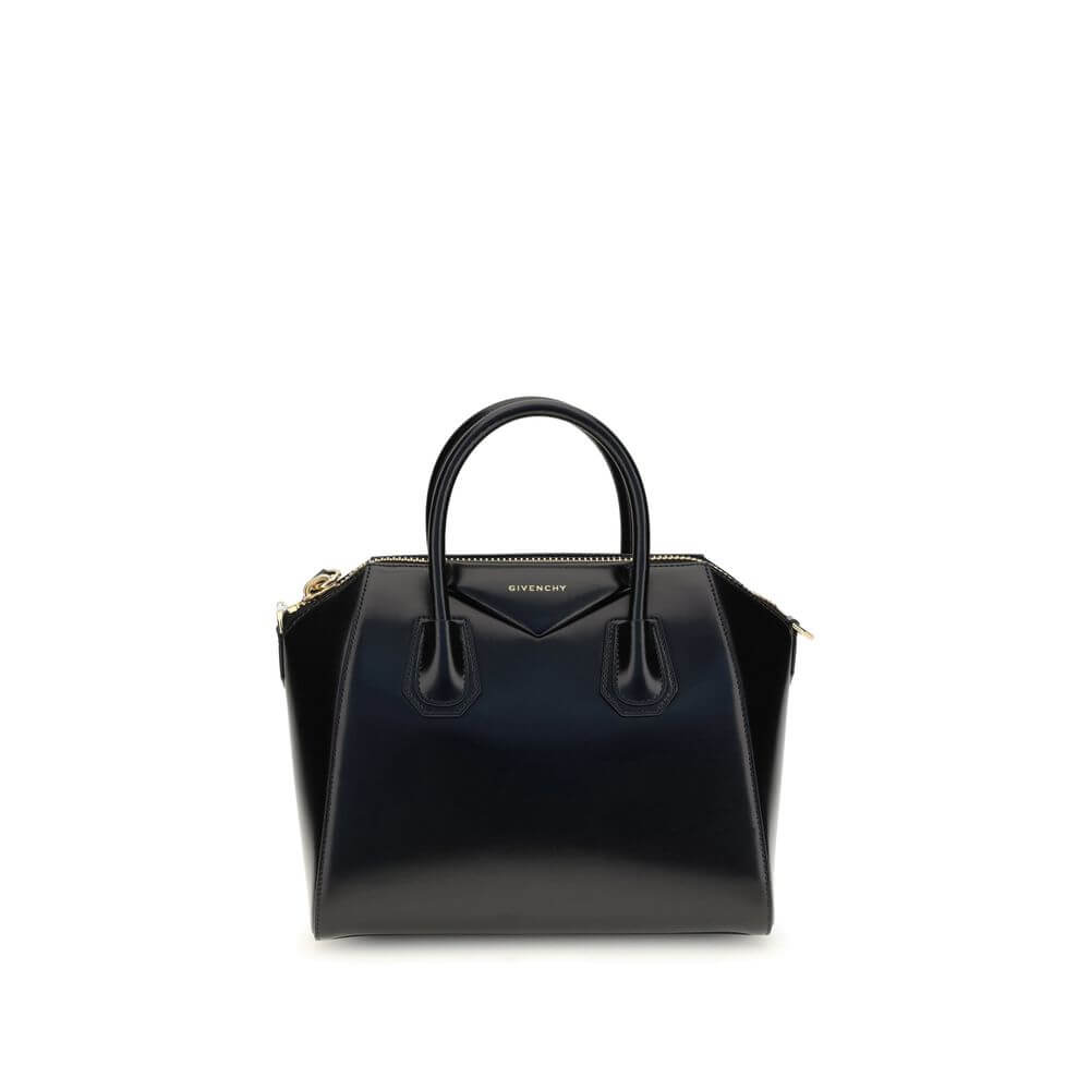 Givenchy Black Calf Leather Bos Taurus Handbag with gold embossed signature and leather handles