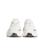 Dolce & Gabbana White Silver DAYMASTER Leather Sneakers Shoes