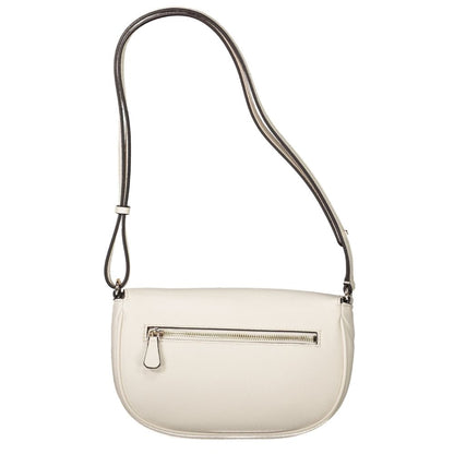 Guess Jeans White Polyethylene Women Handbag with adjustable shoulder strap, featuring a sleek design and practical compartments.