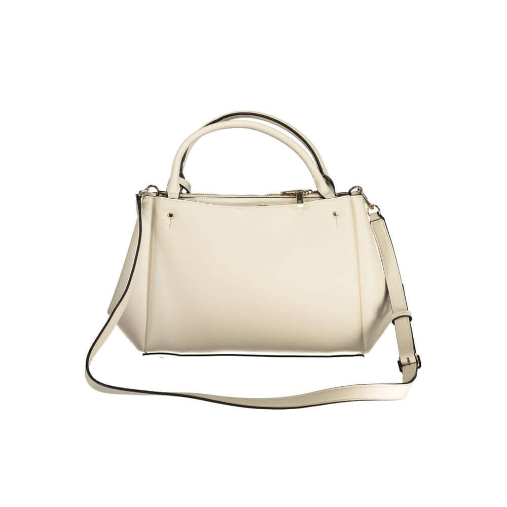 Guess Jeans White Polyethylene Women Handbag with adjustable shoulder strap and external pockets.