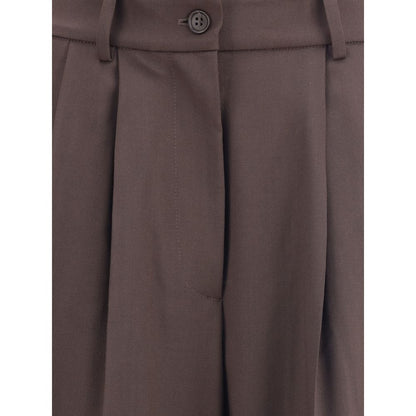 Close-up of P.A.R.O.S.H. Brown Fleece Wool Dress Pants showing button closure and front detail