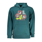 Vans Green Cotton Sweater long-sleeved hooded sweatshirt with logo print and central pocket.
