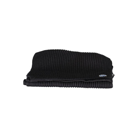 North Sails Black Cotton Scarf with recycled fibers logo application, 170x26 cm, folded and displayed on a white background.