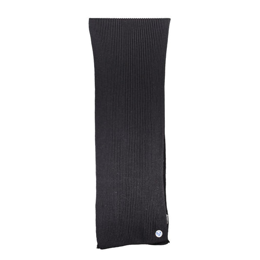North Sails Black Cotton Scarf with recycled fibers logo, 170x26 cm, eco-friendly fashion accessory in elegant black color.