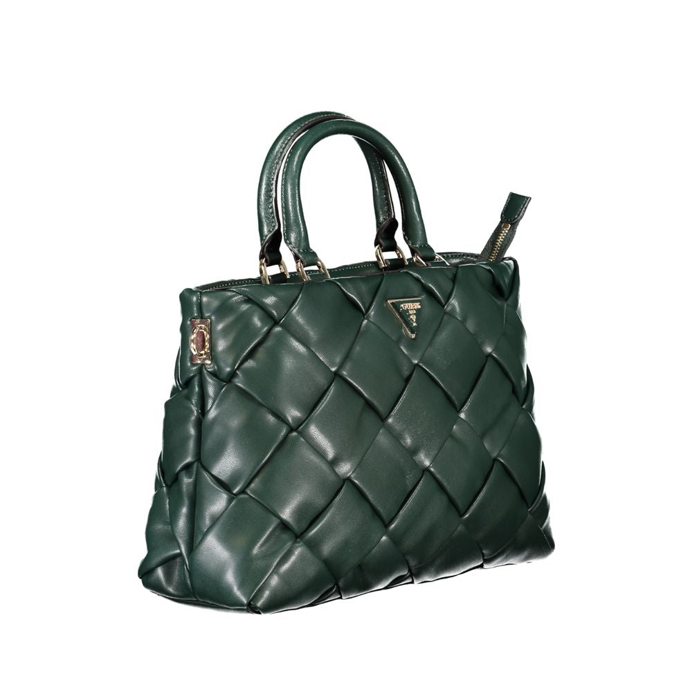 Guess Jeans Green Polyethylene Handbag with adjustable strap, zip closure, and contrasting details.