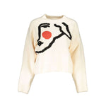 Alt Tag: Desigual White Fabric Sweater with long sleeves, crew neck, featuring embroidery and logo.