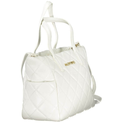 Mario Valentino White Polyethylene Handbag with two handles, adjustable strap, side pockets, and logo detailing