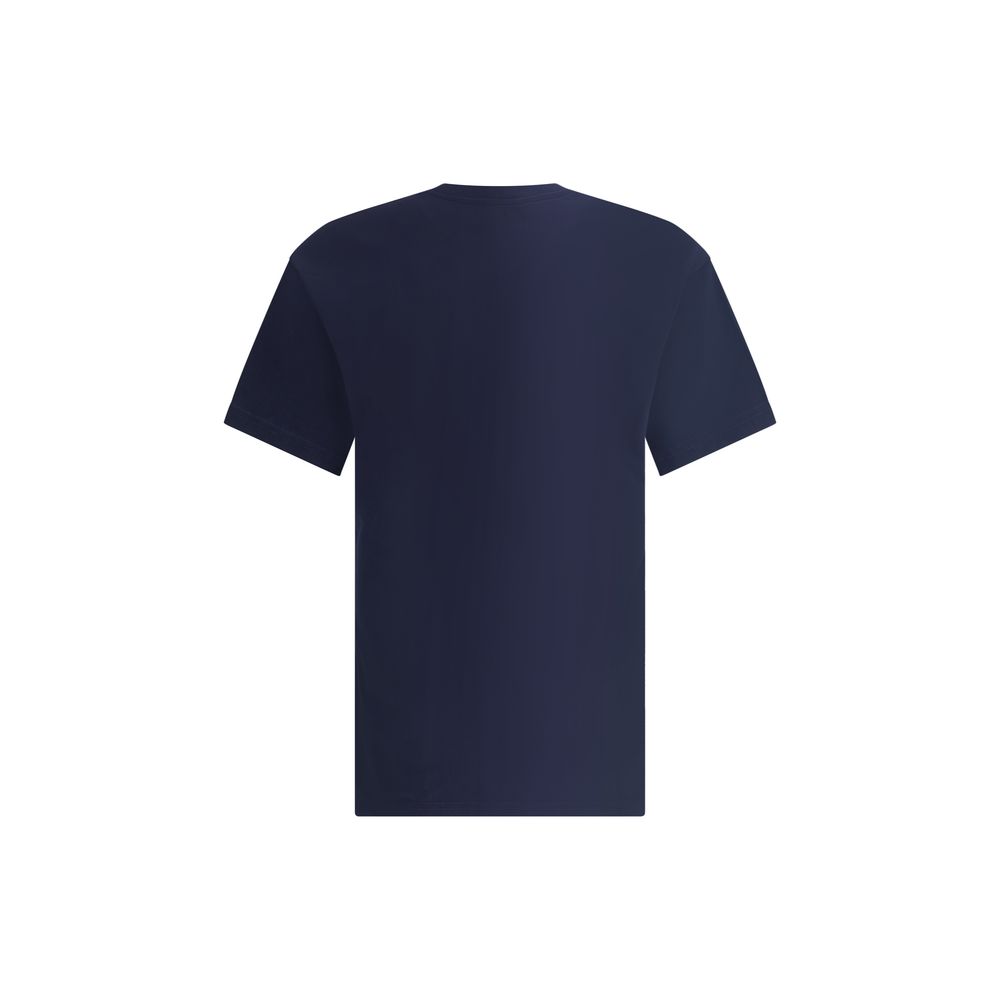 Givenchy Blue Cotton T-Shirt with angled logo design and ribbed crew neck, perfect for contemporary style and comfort in AW25 season.