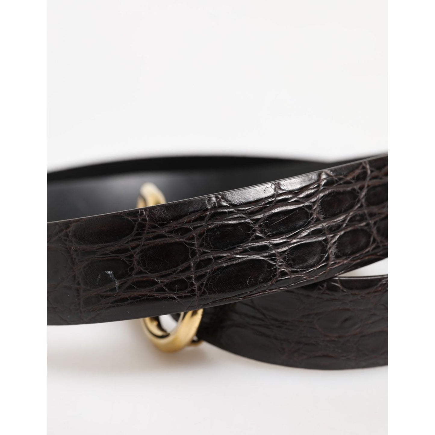 Dolce & Gabbana Black Exotic Leather DG Logo Buckle Belt
