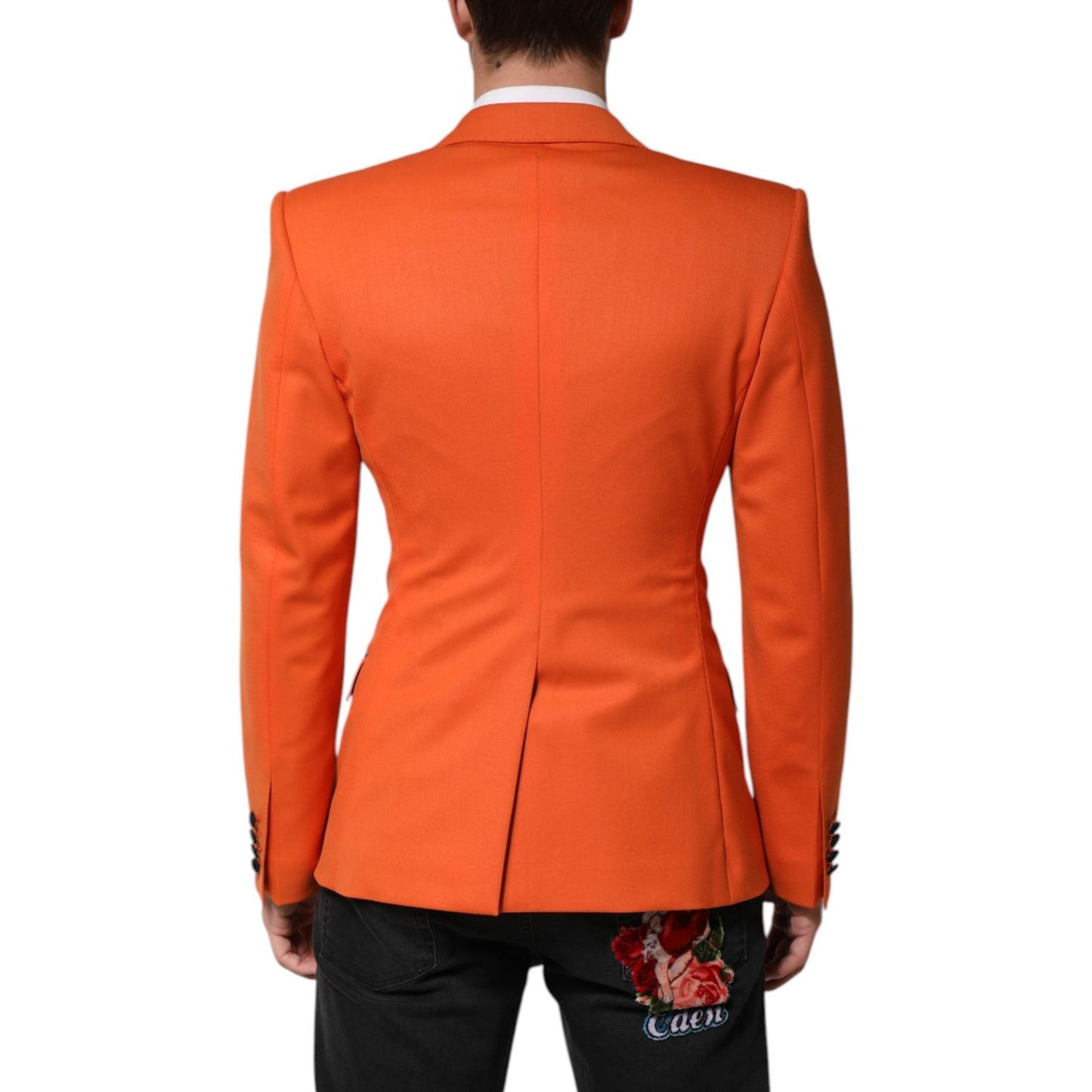 Dolce & Gabbana Orange SICILIA Double Breasted Coat Blazer JKT41549-48