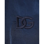 Dolce & Gabbana Blue Nylon DG Embroidery Men Bomber Jacket