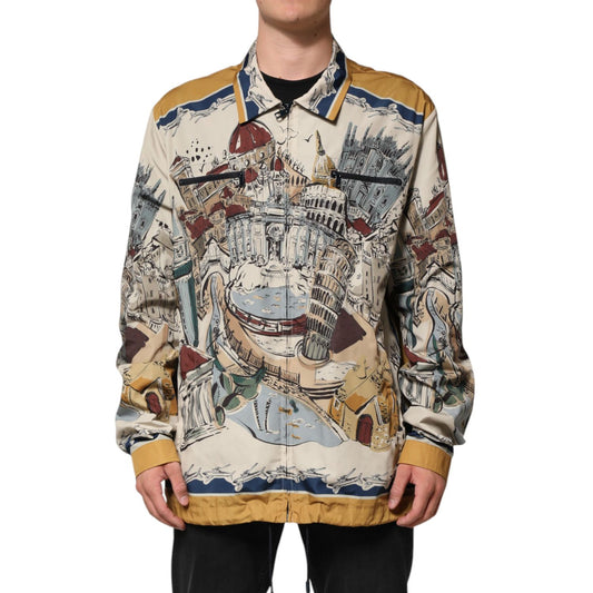 Dolce & Gabbana Multicolor Italian Motif Men Bomber Jacket