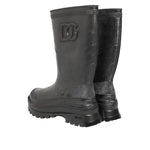 Dolce & Gabbana Metallic Black Pull On Rain Boots Shoes