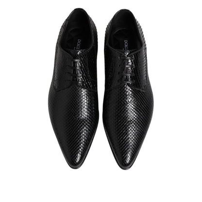 Dolce & Gabbana Black Exotic Leather Lace Up Derby Shoes