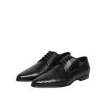 Dolce & Gabbana Black Exotic Leather Lace Up Derby Shoes